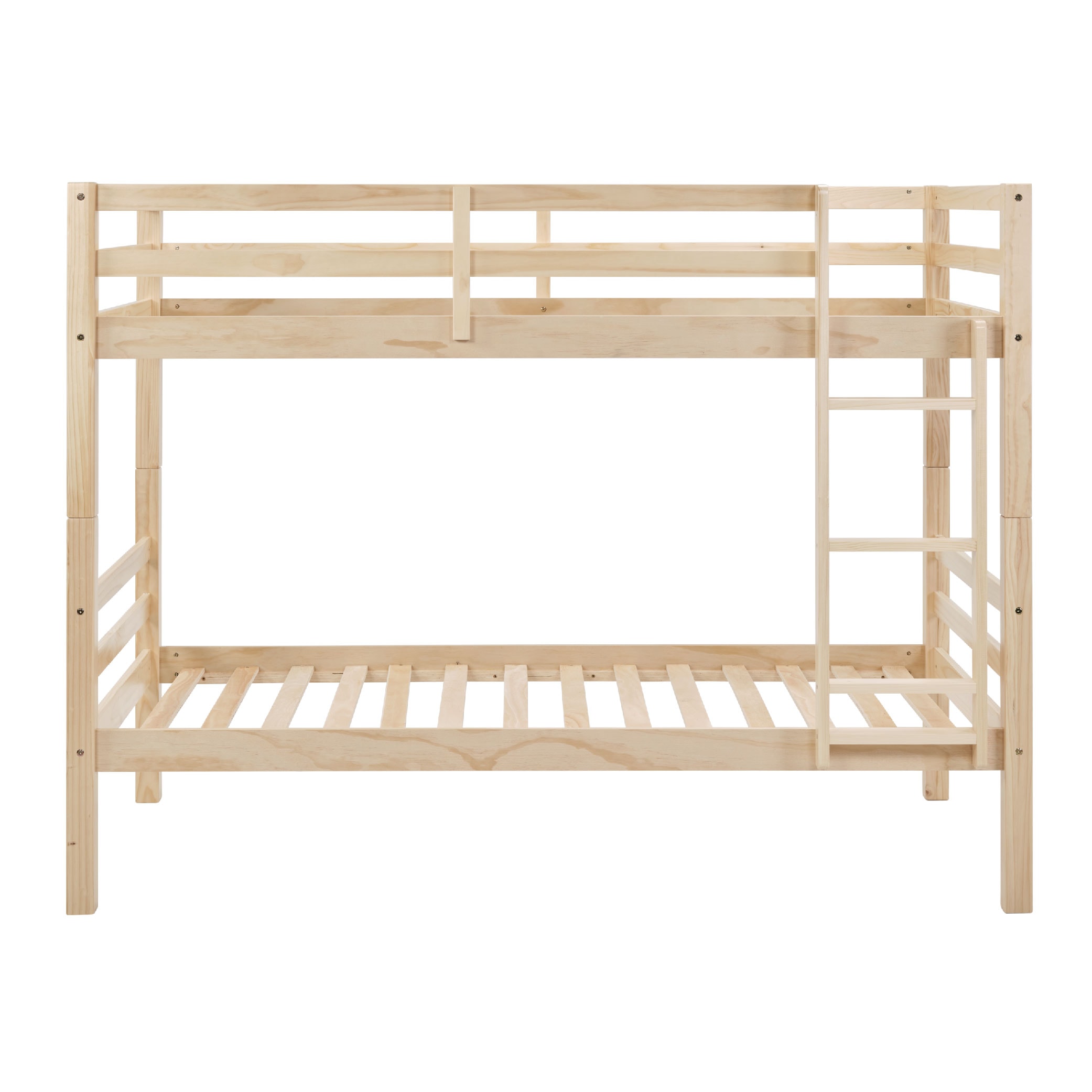 Twin Over Twin Bunk Bed With Thick Posts,Wooden Bunk Bed With High Guardrail And Ladder For Kids, Teens, Dorm Rooms, And Guest Rooms,No Box Spring Needed,Natural_voghion.com